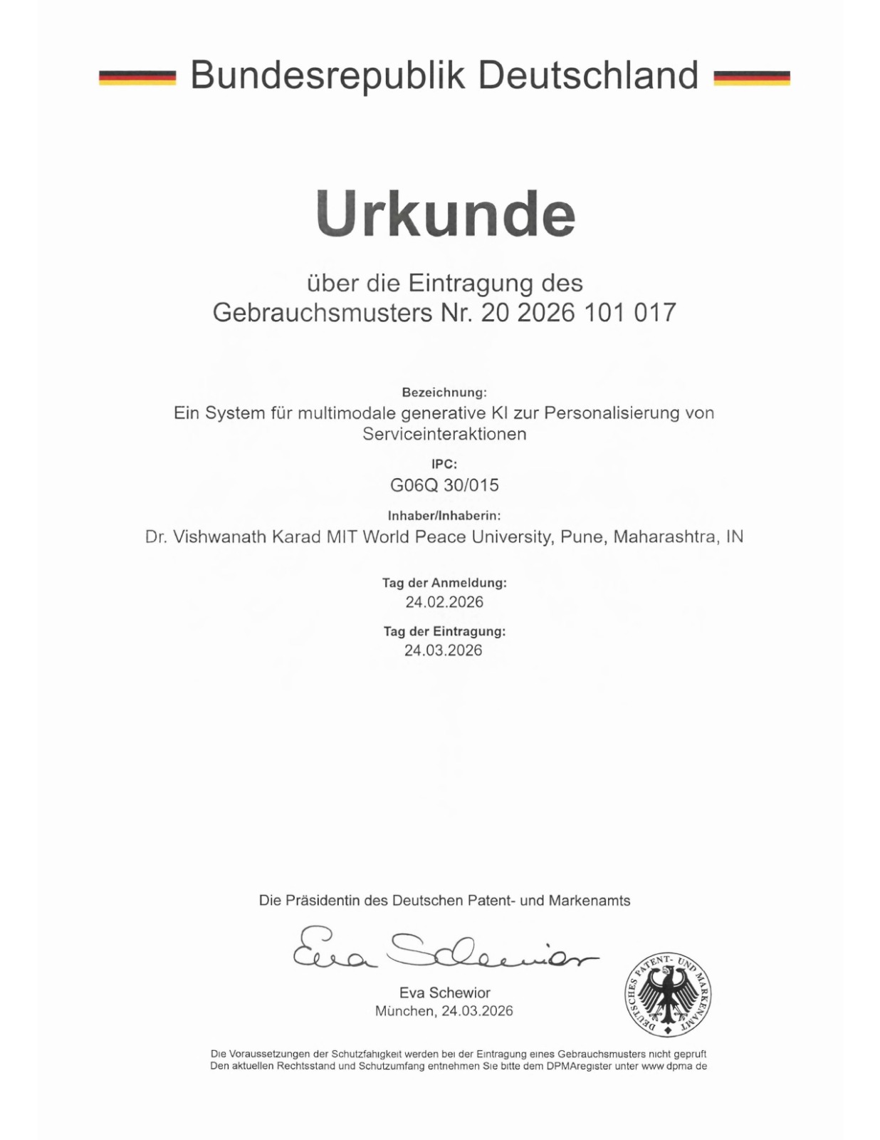International Patent — Certificate
