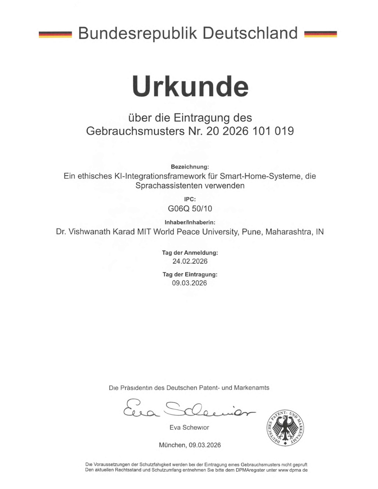 International Patent — Certificate