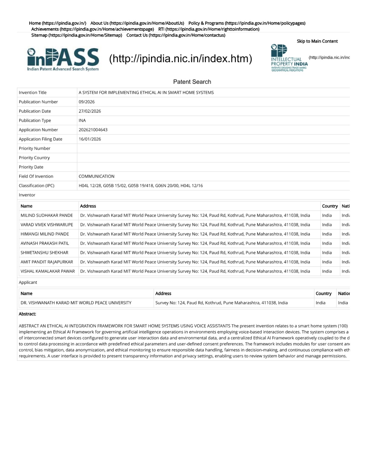 Indian Patent — Certificate